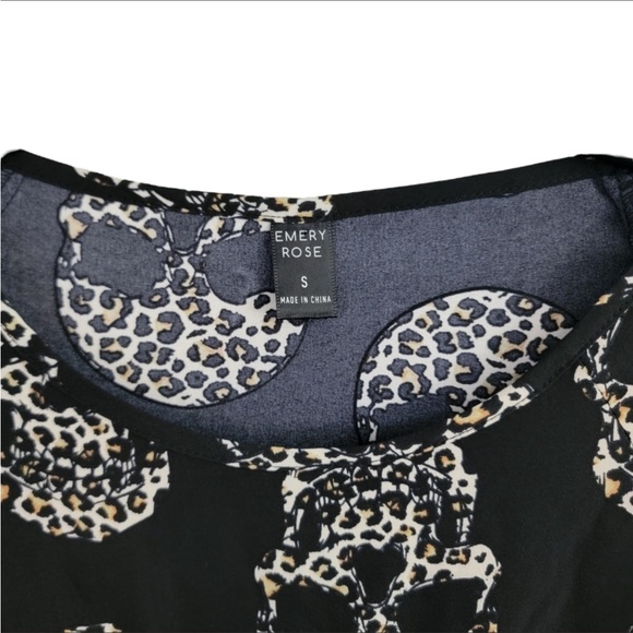 Emery Rose Leopard Print Skulls Black Dress Size Small - Picture 2 of 2